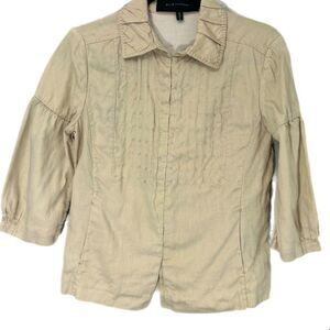 Elie Tahari Cream Blazer Lightweight 100% Linen Size Small